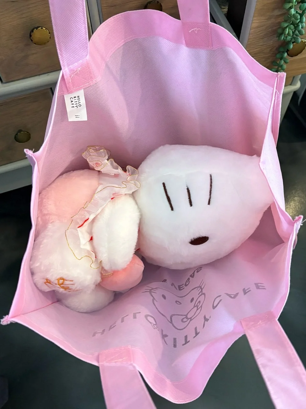 Hello Kitty Cafe Las Vegas Bag Tote & Heart Plush Stuffed Toy Gift Set Souvenir